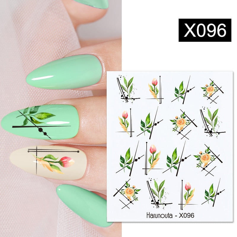 Harunouta 1 Sheet Nail Water Decals Transfer Lavender Spring Flower Leaves Nail Art Stickers Nail Art Manicure DIY