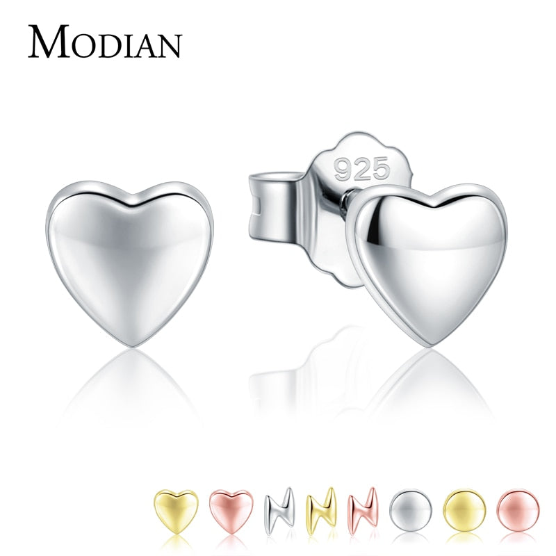 Modian New 6 Style Real 925 Sterling Silver Stars Moon Exquisite Fashion Simple Stud Earrings For Women Triangle Jewelry Brincos