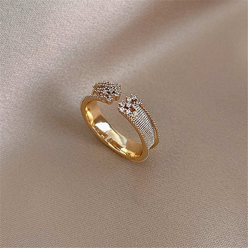 2020 Korea's New Retro Green Double-layer Ring Fashion Simple Versatile Open Ring Elegant Ladies' Jewelry