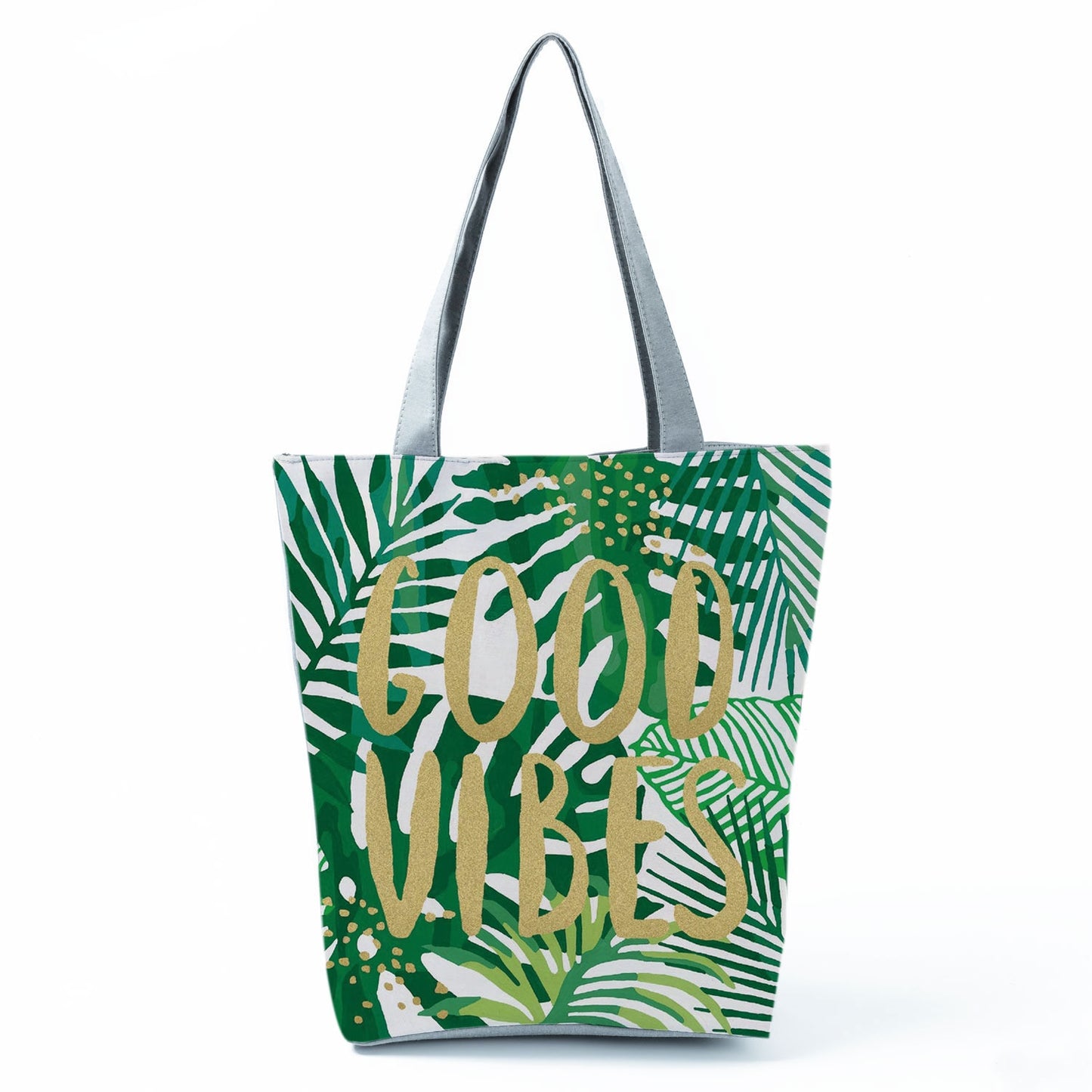 Miyahouse Summer Green Leaf Printed Women Handbag Foldable & Reusable Beach Bag Large Capacity Canvas Travel Bag For Female