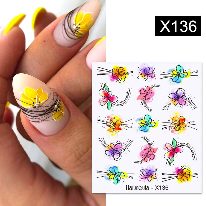 Harunouta 1 Sheet Nail Water Decals Transfer Lavender Spring Flower Leaves Nail Art Stickers Nail Art Manicure DIY