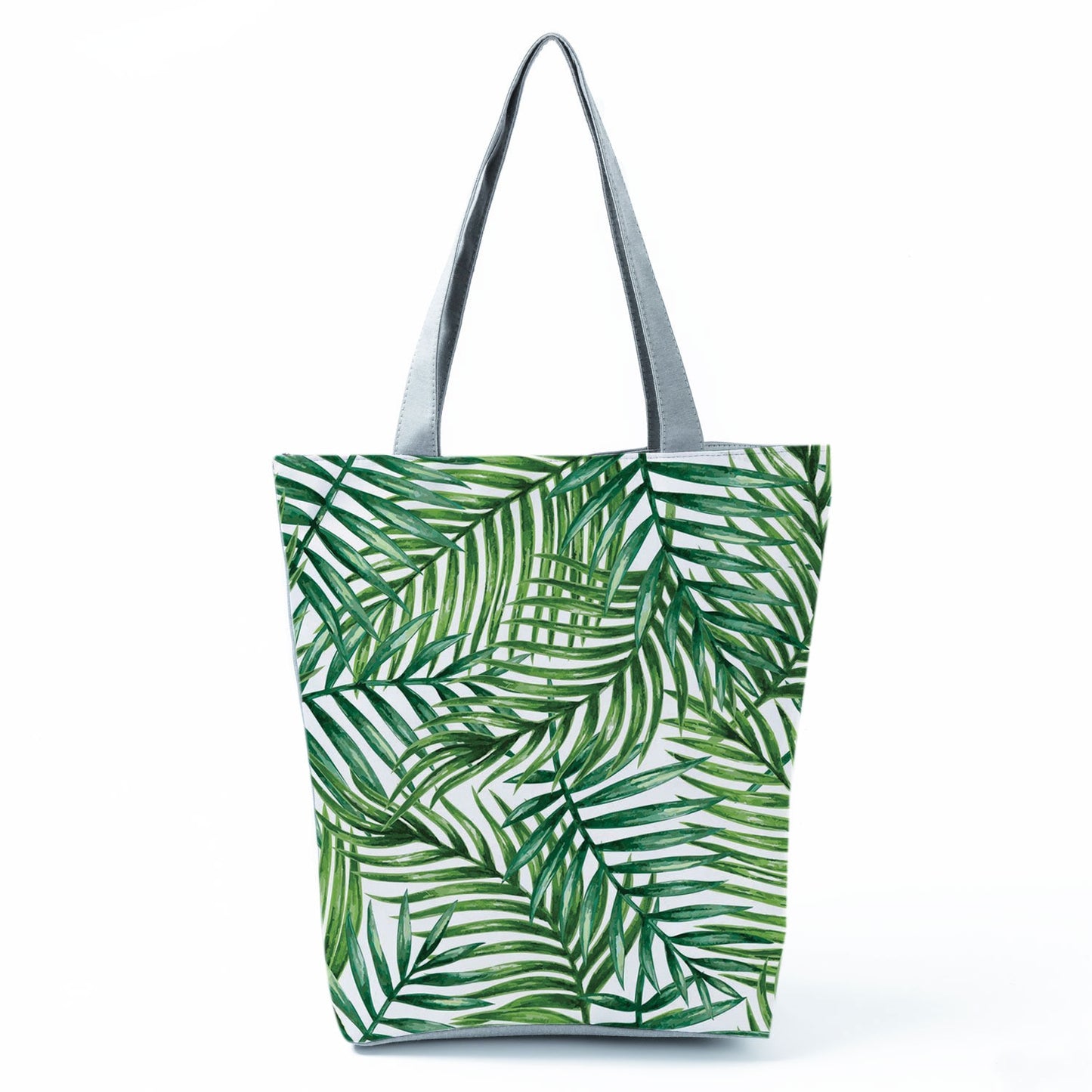 Miyahouse Summer Green Leaf Printed Women Handbag Foldable & Reusable Beach Bag Large Capacity Canvas Travel Bag For Female