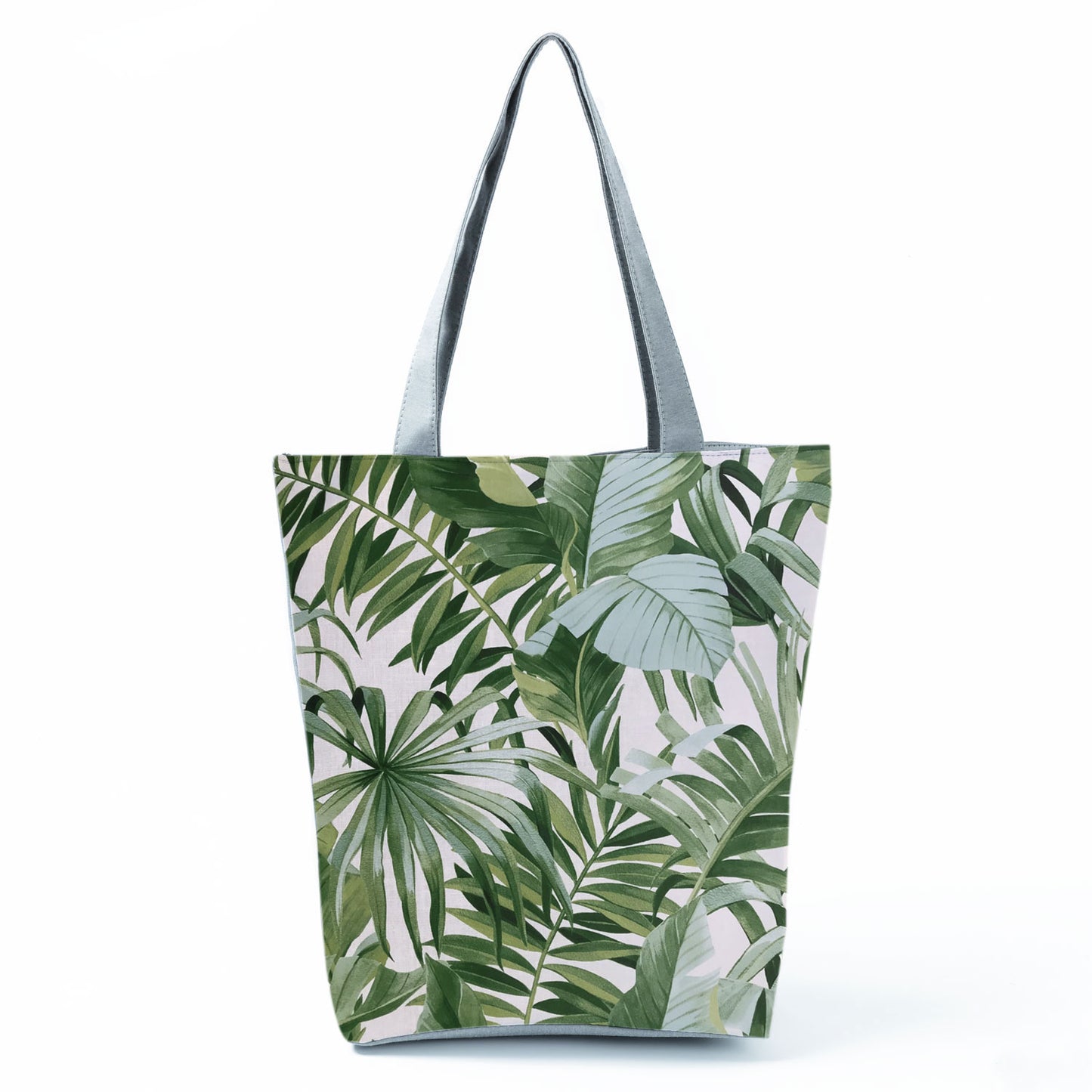 Miyahouse Summer Green Leaf Printed Women Handbag Foldable & Reusable Beach Bag Large Capacity Canvas Travel Bag For Female