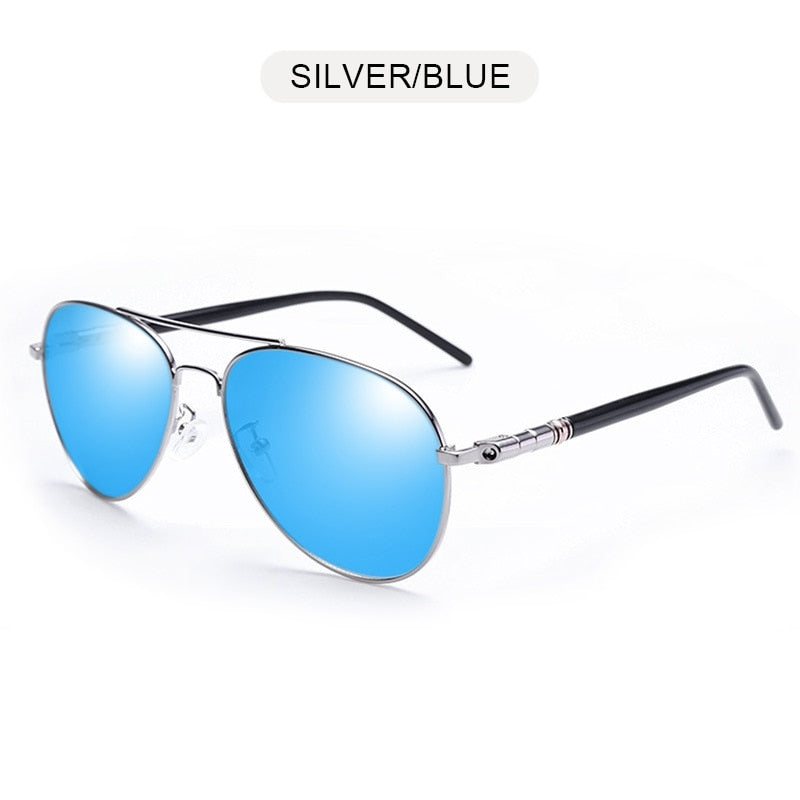 FUQIAN Fashion Pilot Men Polarized Sunglasses Oversized Metal Aviation Male Sun Glasses Classic Black Driving Shades UV400