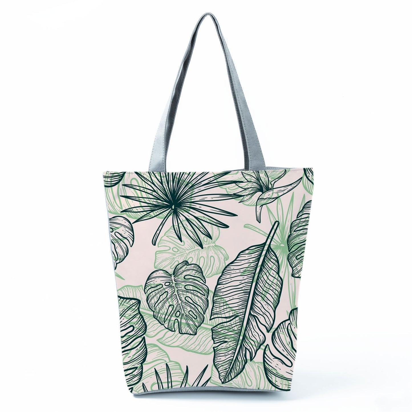 Miyahouse Summer Green Leaf Printed Women Handbag Foldable & Reusable Beach Bag Large Capacity Canvas Travel Bag For Female