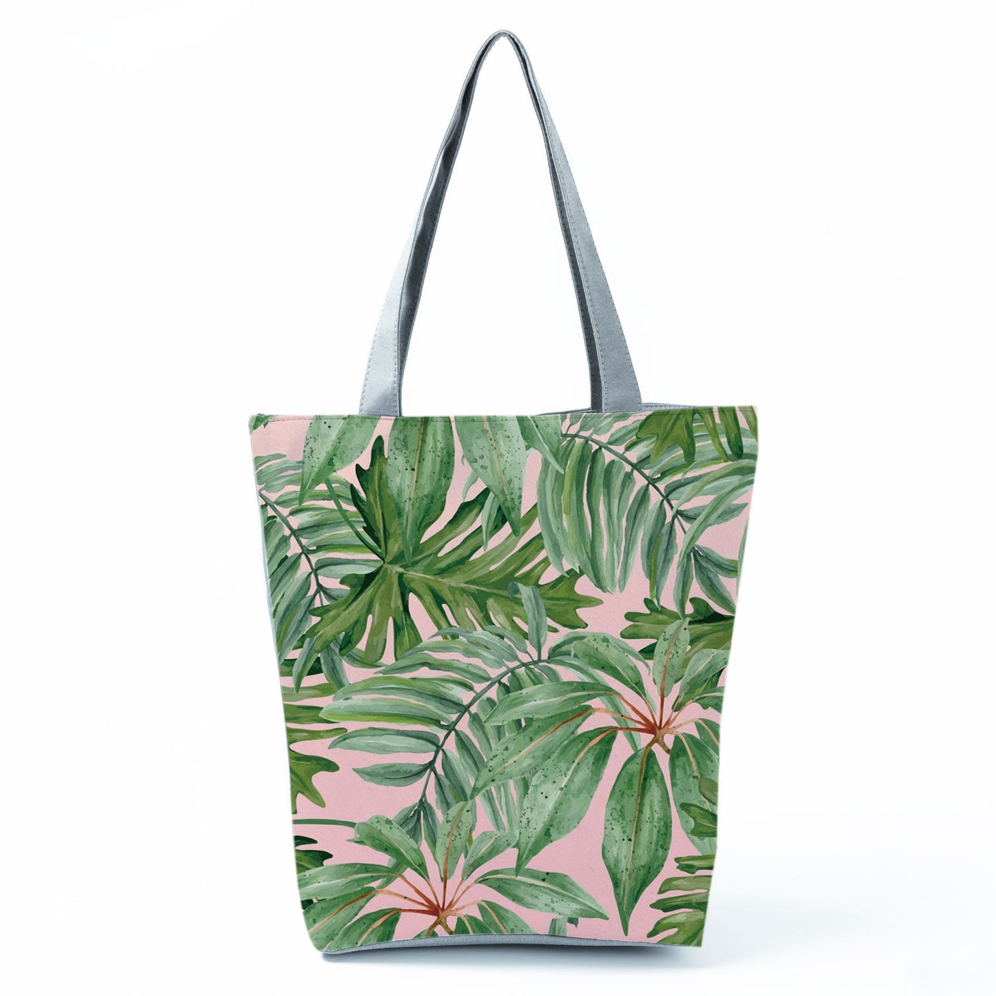 Miyahouse Summer Green Leaf Printed Women Handbag Foldable & Reusable Beach Bag Large Capacity Canvas Travel Bag For Female