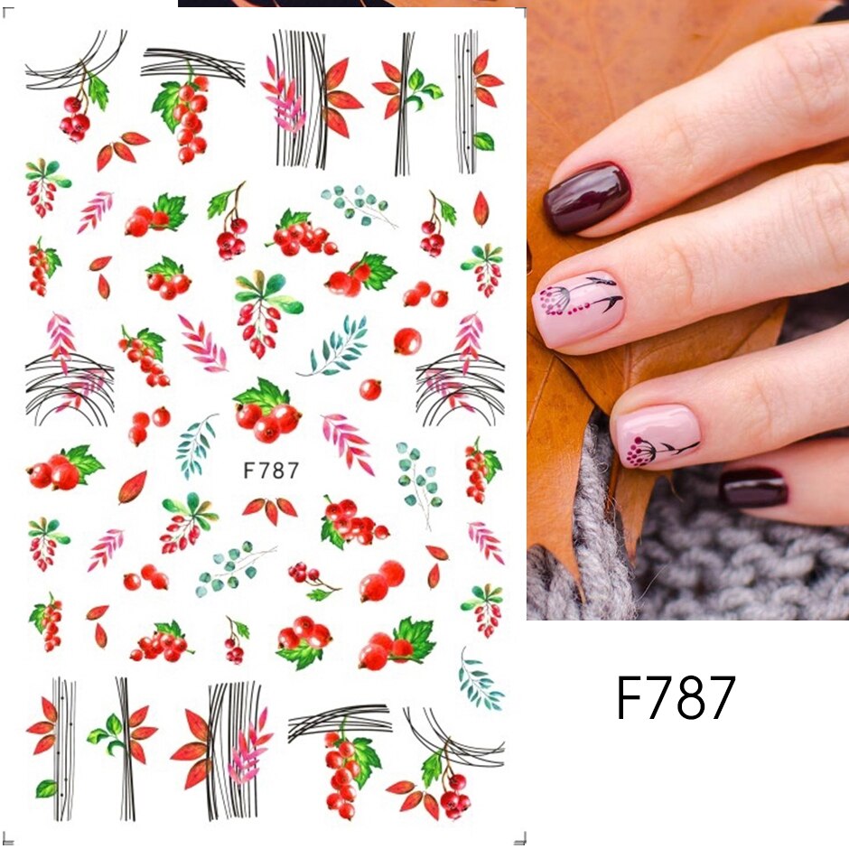 Maple Leaf Fall Nail Design Black Yellow Leaves Autumn Nail Art Stickers for Manicure 3D Polish  October Sliders Foils SASW-CS