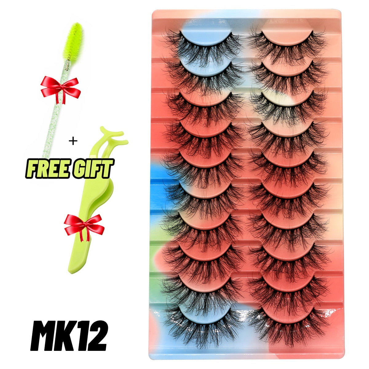 GROINNEYA Eyelashes 3D Mink Lashes Fluffy Soft Wispy Natural Cross Eyelash Extension Reusable Lashes Mink False Eyelashes Makeup