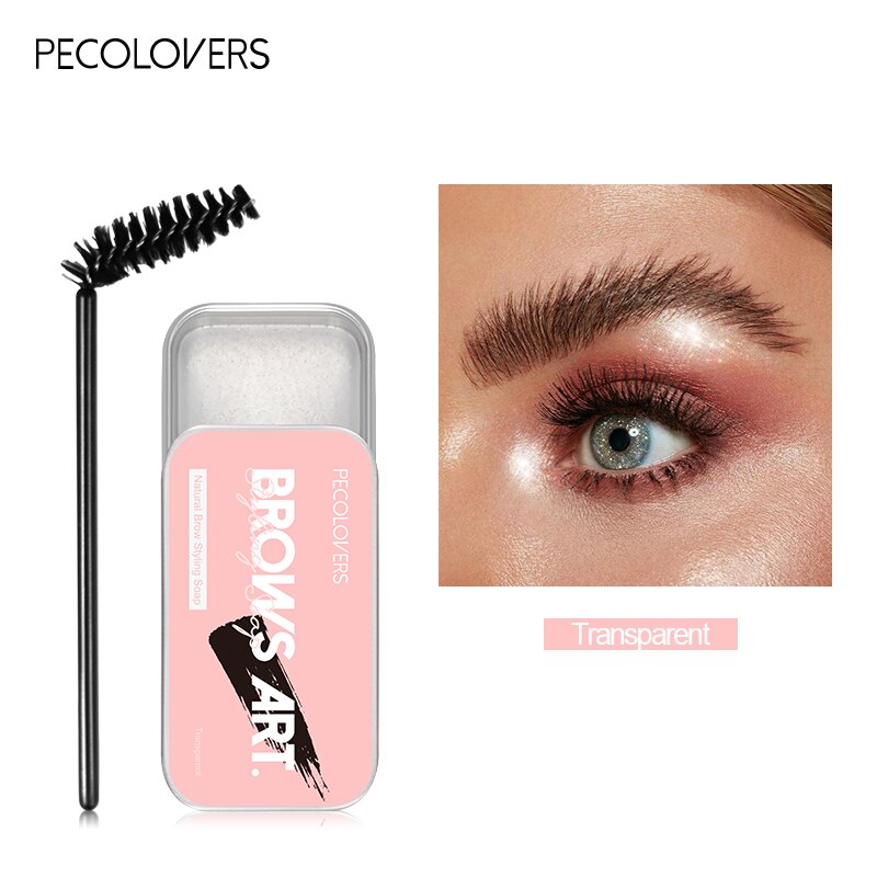 PECOLOVERS Eyebrow Styling Gel Brows Wax Sculpt Soap Waterproof Long-Lasting 3D Feathery Wild Brow Styling Makeup Eyebrow