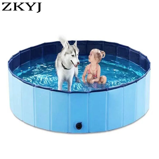 Durable PVC Foldable Pet Bathtub Portable Folding Dog Bathtub Wooden Bottom Swimming Bath Pond Dog Pool Baby Pet Bath Tub