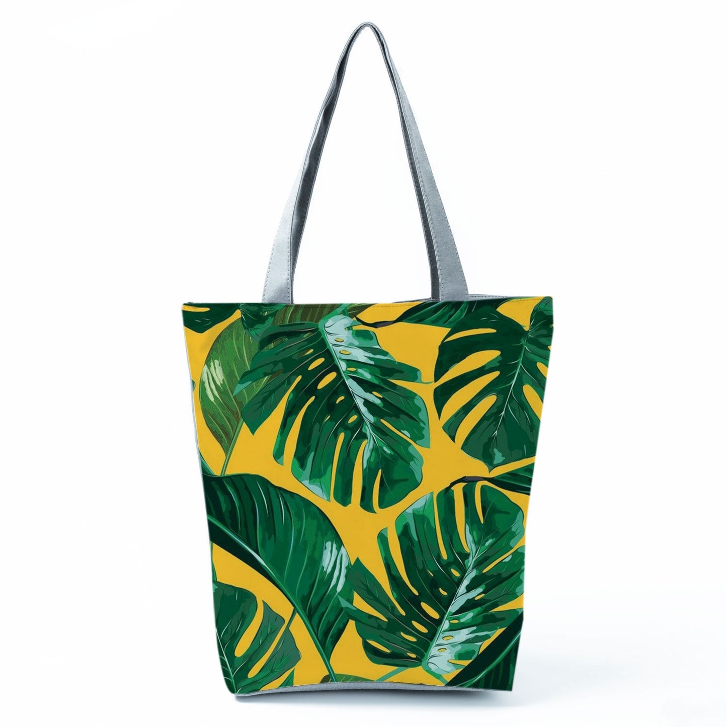 Miyahouse Summer Green Leaf Printed Women Handbag Foldable & Reusable Beach Bag Large Capacity Canvas Travel Bag For Female