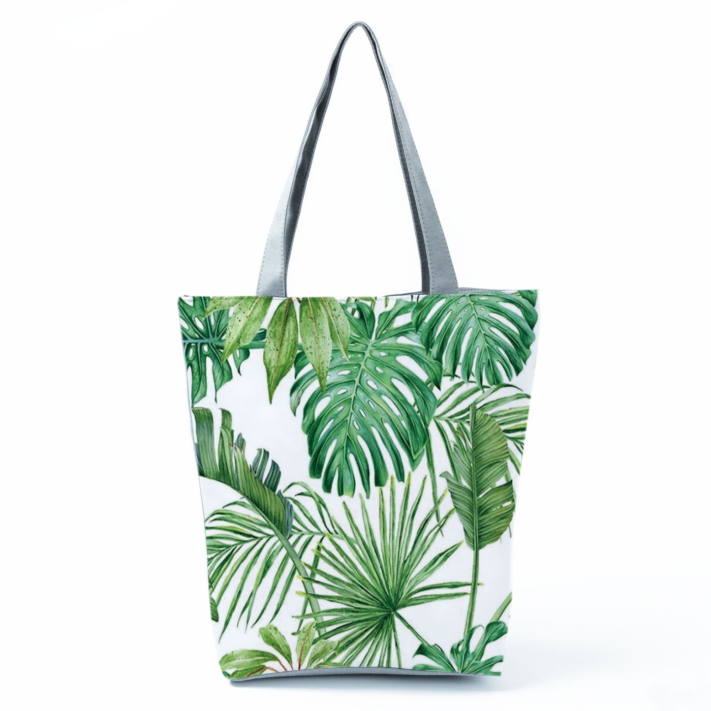 Miyahouse Summer Green Leaf Printed Women Handbag Foldable & Reusable Beach Bag Large Capacity Canvas Travel Bag For Female