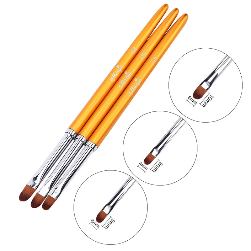 3Pcs French Stripe Nail Art Liner Brush Set Tips Ultra-thin Line Drawing Pen Dual End UV Gel Painting Brushes Manicure Tools