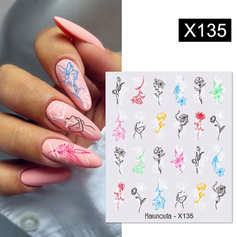 Harunouta 1 Sheet Nail Water Decals Transfer Lavender Spring Flower Leaves Nail Art Stickers Nail Art Manicure DIY