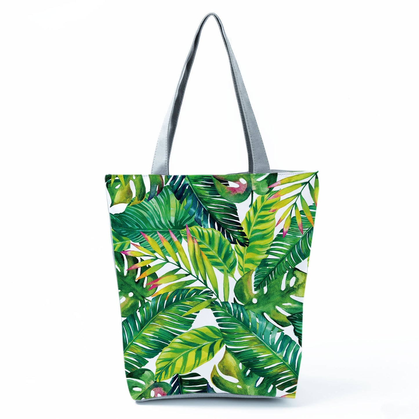 Miyahouse Summer Green Leaf Printed Women Handbag Foldable & Reusable Beach Bag Large Capacity Canvas Travel Bag For Female