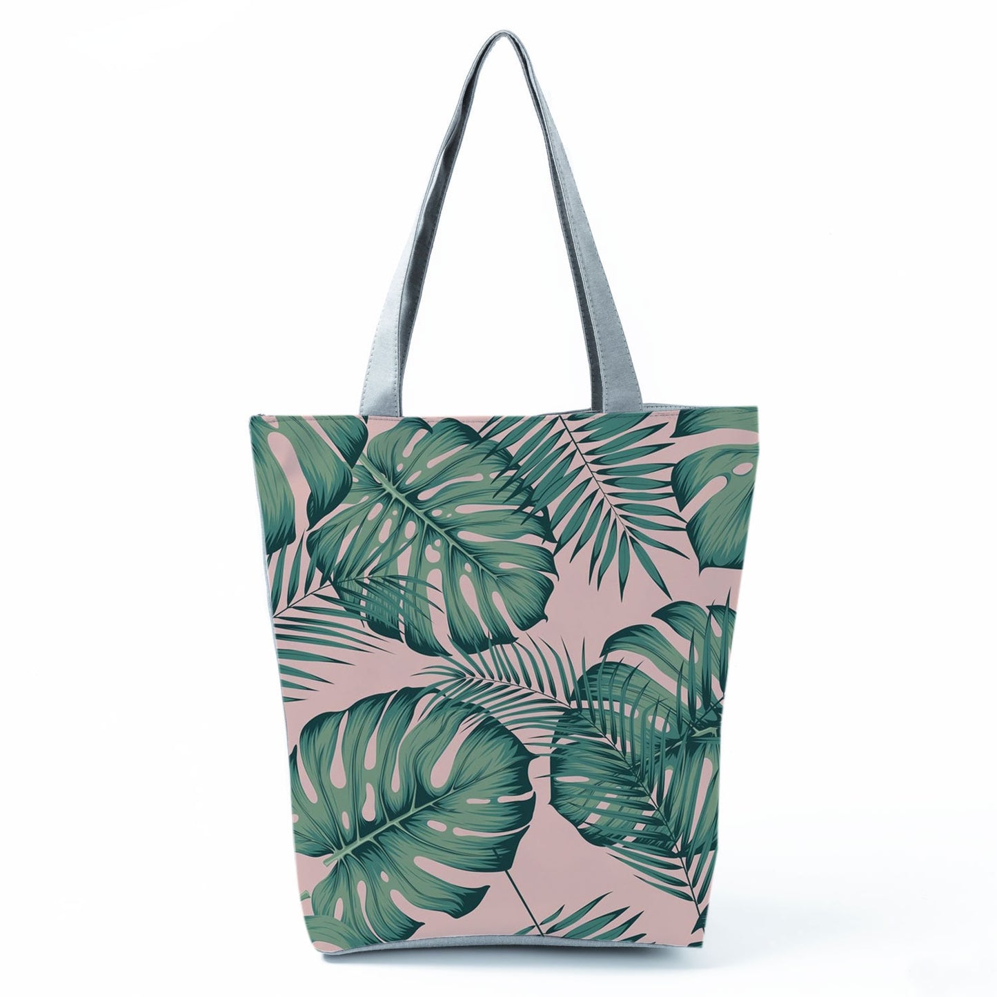 Miyahouse Summer Green Leaf Printed Women Handbag Foldable & Reusable Beach Bag Large Capacity Canvas Travel Bag For Female