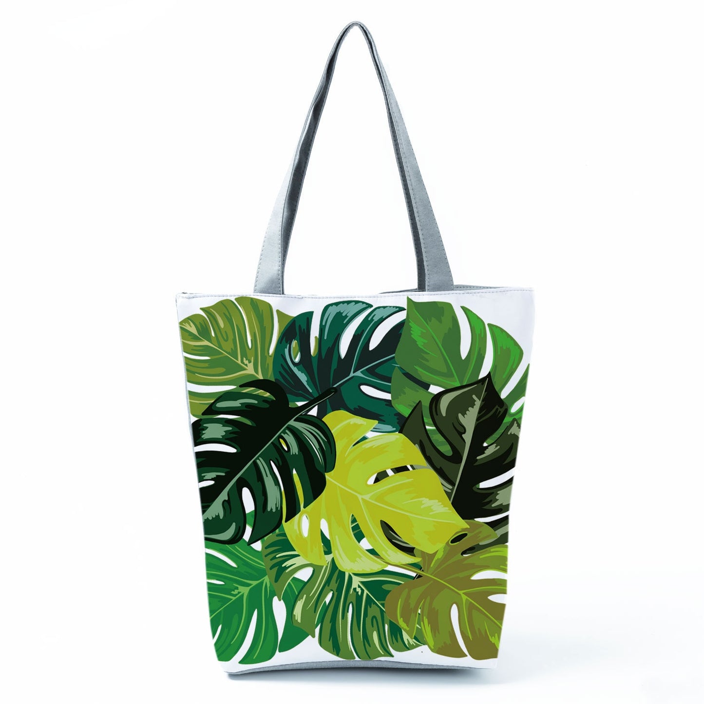 Miyahouse Summer Green Leaf Printed Women Handbag Foldable & Reusable Beach Bag Large Capacity Canvas Travel Bag For Female