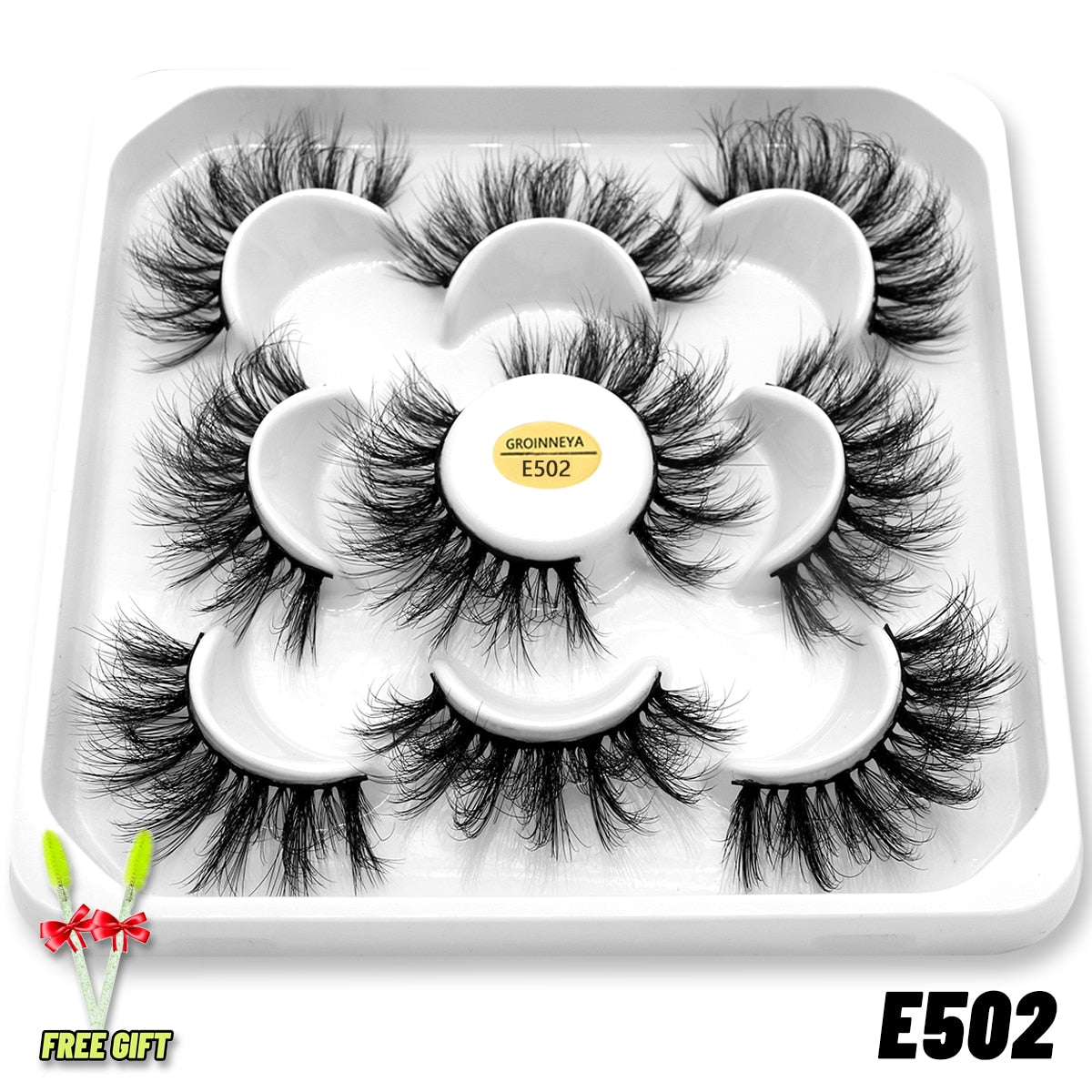 GROINNEYA Eyelashes 3D Mink Lashes Fluffy Soft Wispy Natural Cross Eyelash Extension Reusable Lashes Mink False Eyelashes Makeup