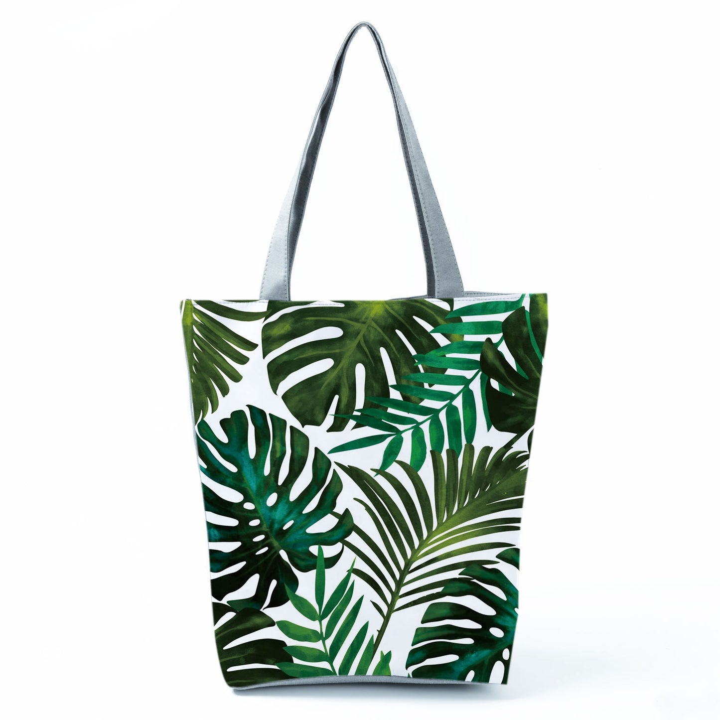 Miyahouse Summer Green Leaf Printed Women Handbag Foldable & Reusable Beach Bag Large Capacity Canvas Travel Bag For Female