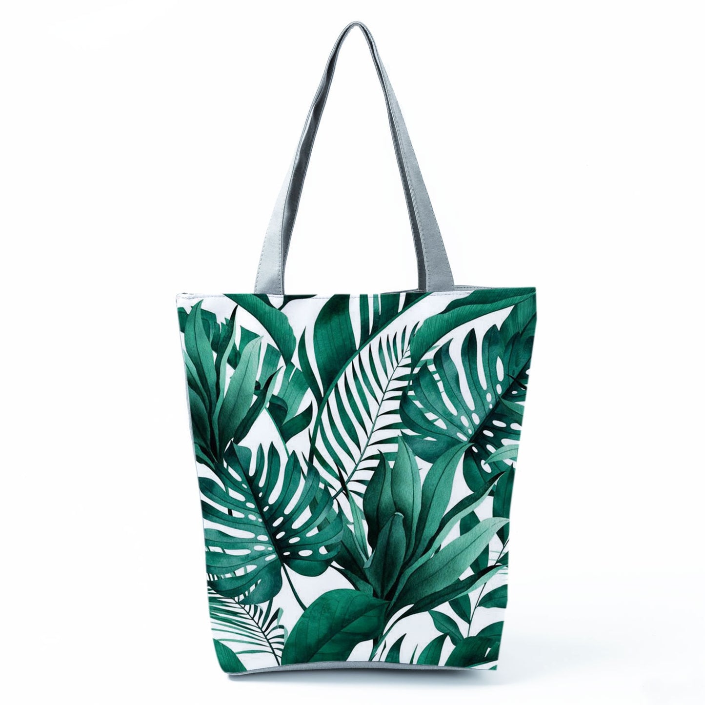 Miyahouse Summer Green Leaf Printed Women Handbag Foldable & Reusable Beach Bag Large Capacity Canvas Travel Bag For Female