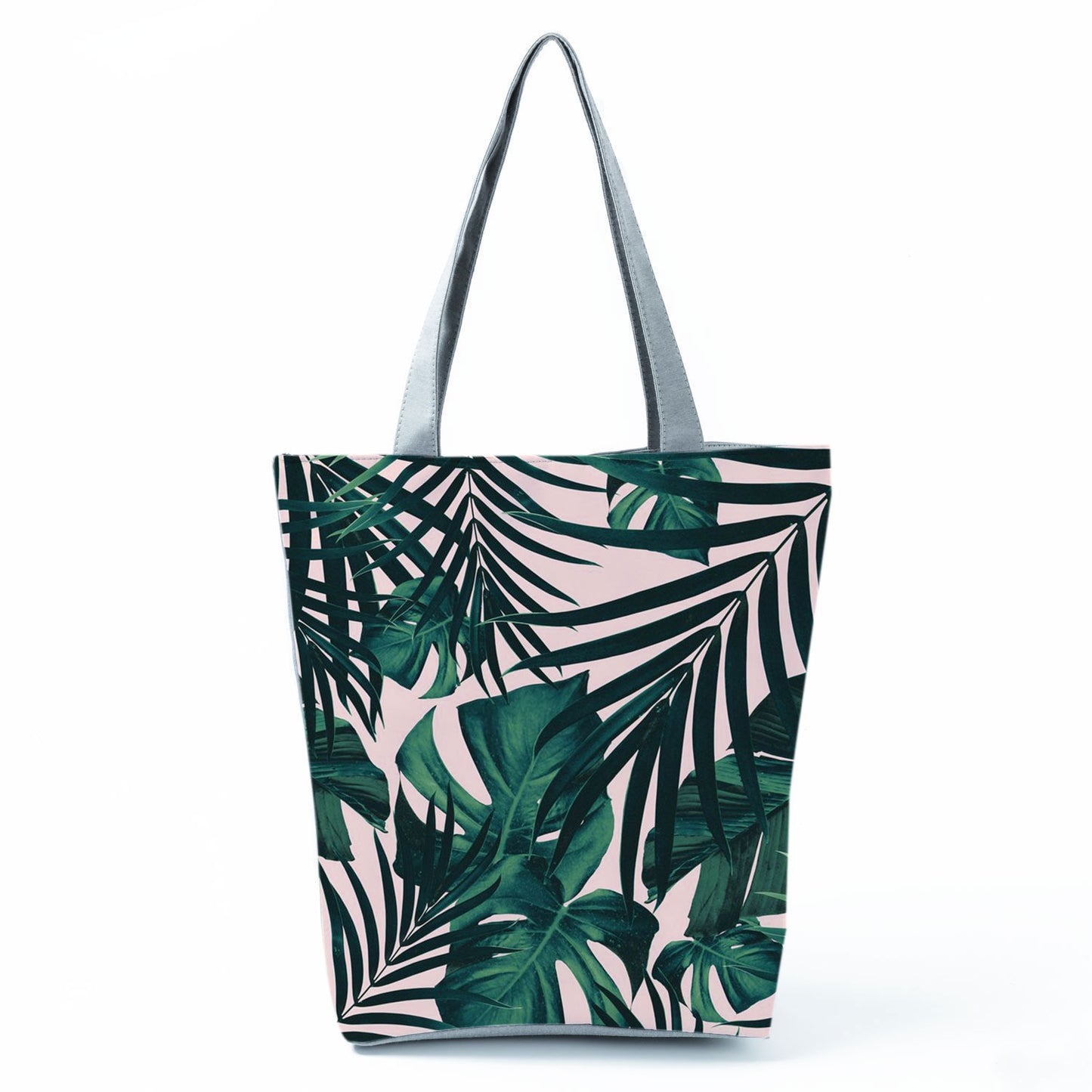 Miyahouse Summer Green Leaf Printed Women Handbag Foldable & Reusable Beach Bag Large Capacity Canvas Travel Bag For Female