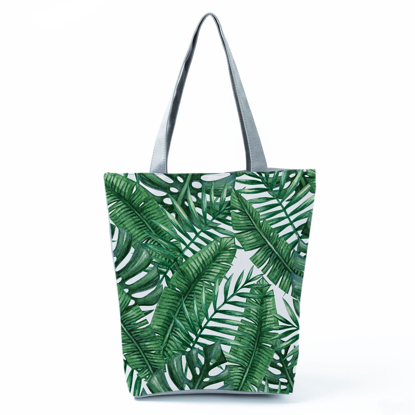 Miyahouse Summer Green Leaf Printed Women Handbag Foldable & Reusable Beach Bag Large Capacity Canvas Travel Bag For Female