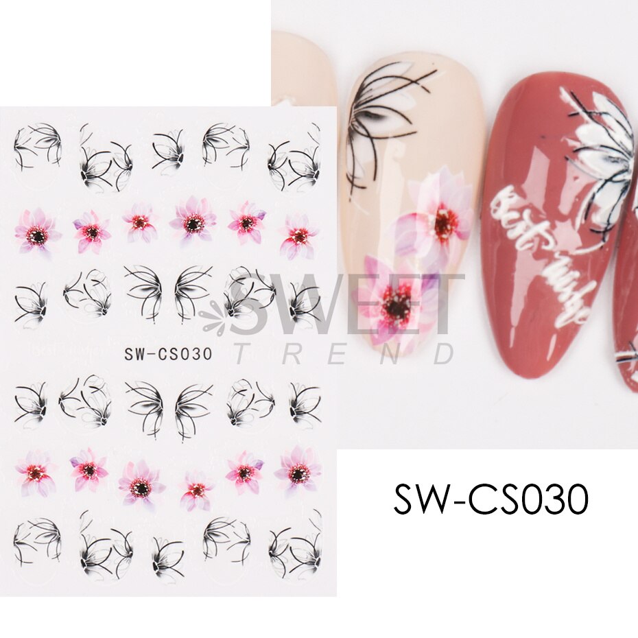 Maple Leaf Fall Nail Design Black Yellow Leaves Autumn Nail Art Stickers for Manicure 3D Polish  October Sliders Foils SASW-CS