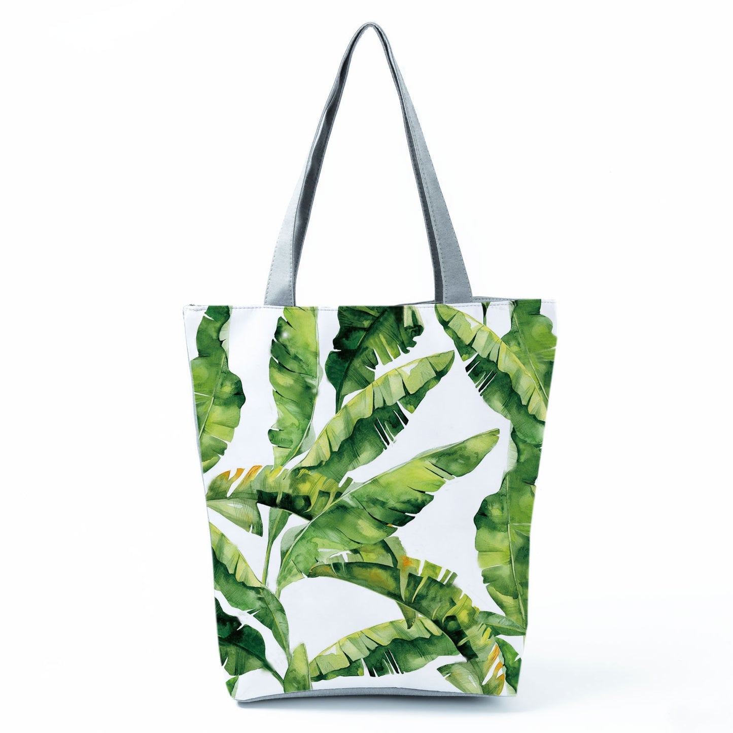 Miyahouse Summer Green Leaf Printed Women Handbag Foldable & Reusable Beach Bag Large Capacity Canvas Travel Bag For Female