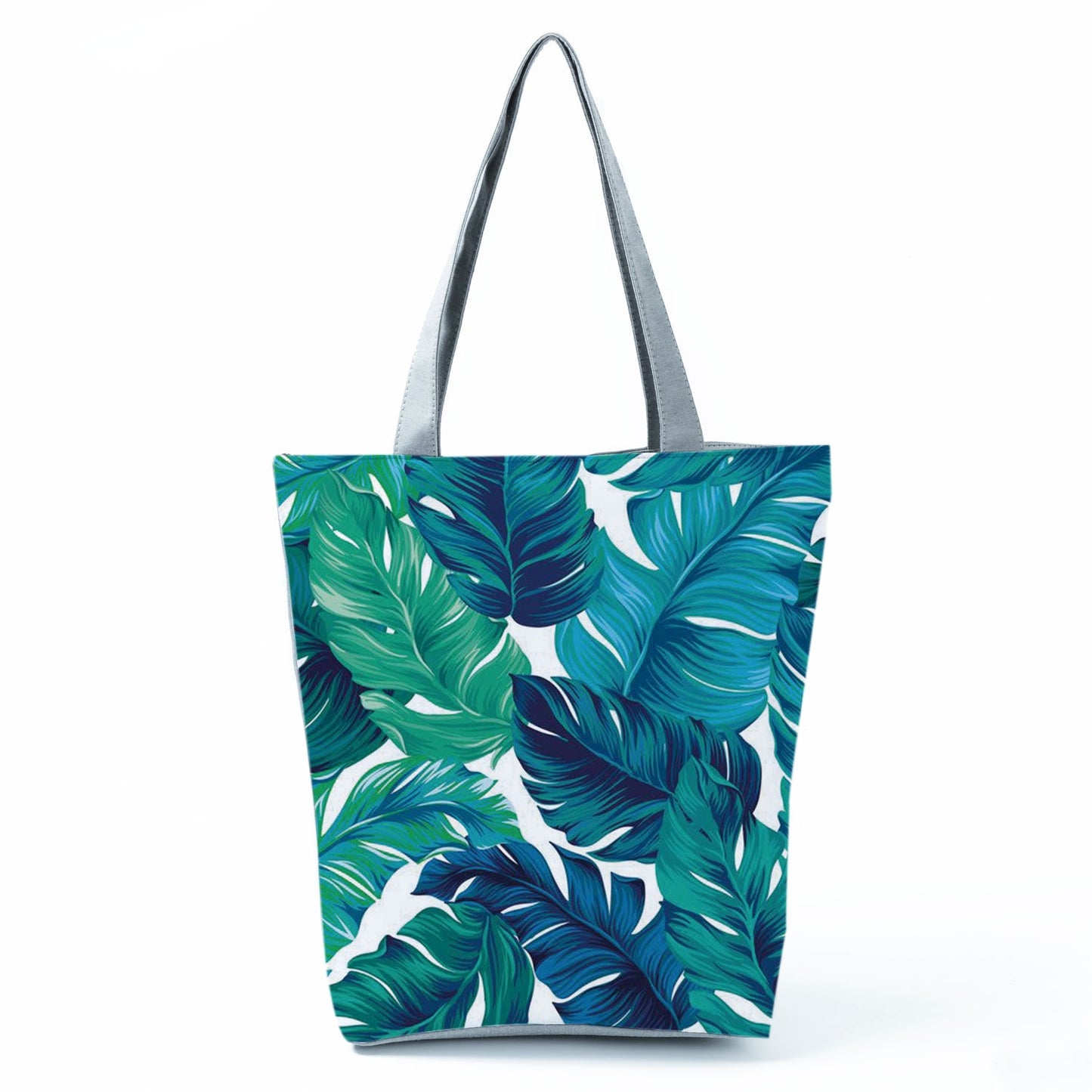 Miyahouse Summer Green Leaf Printed Women Handbag Foldable & Reusable Beach Bag Large Capacity Canvas Travel Bag For Female