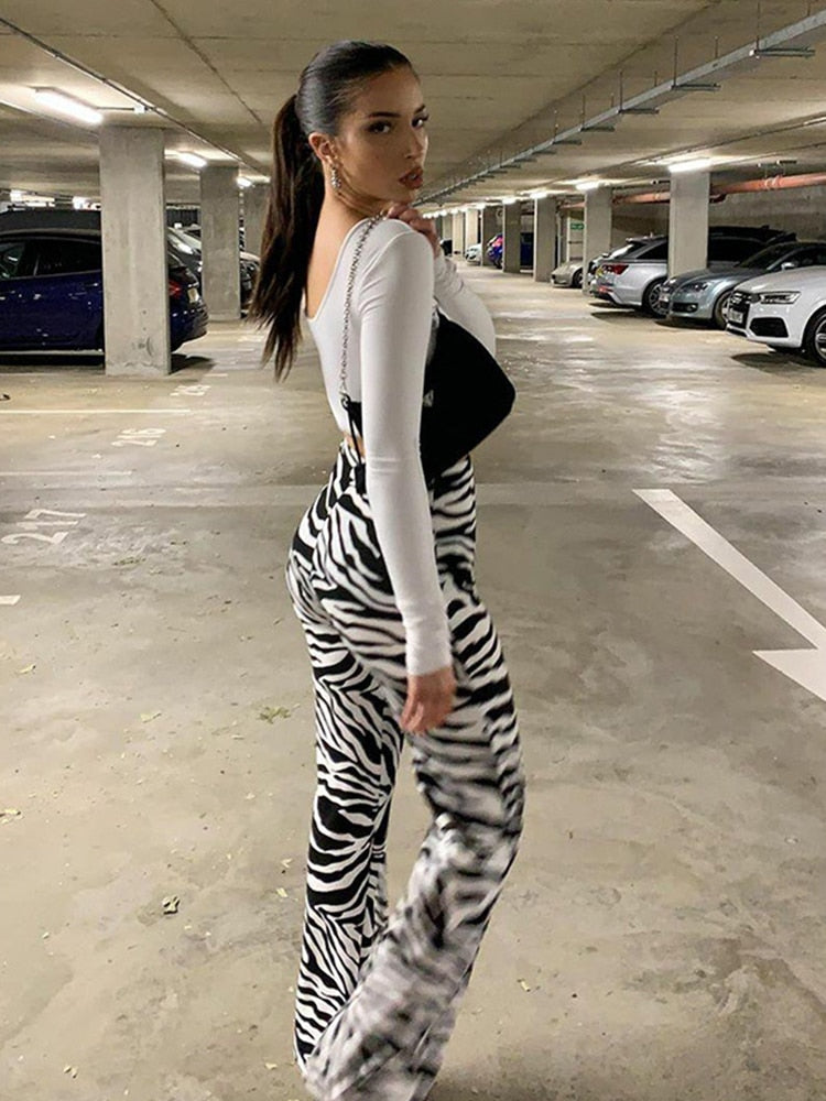 WannaThis Zebra Print Wide Leg Pants Trousers Sexy High Waist Autumn Women New 2020 Fashion Casual Female Trousers Streetwear