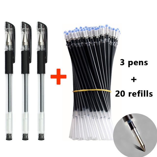 25 Pcs Set di ricarica penna a sfera nero blu rosso inchiostro Gel penna punta 0.5mm