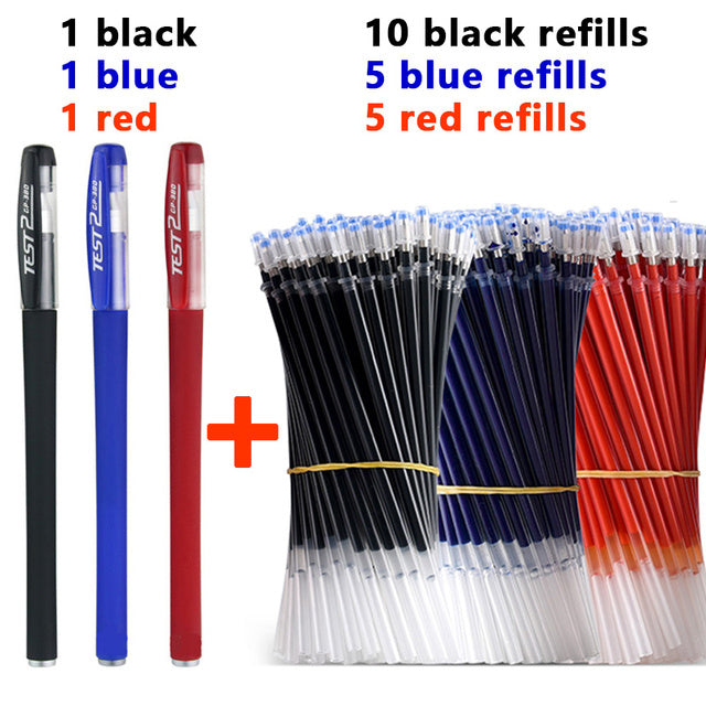 25 Pcs Set di ricarica penna a sfera nero blu rosso inchiostro Gel penna punta 0.5mm