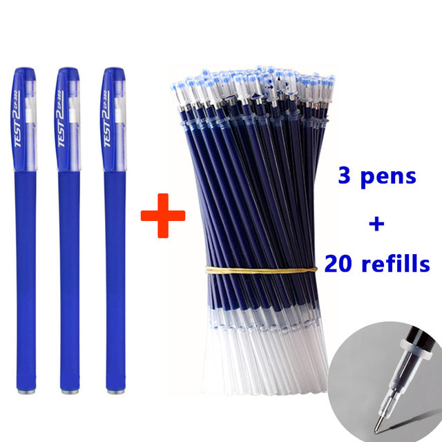 25 Pcs Set di ricarica penna a sfera nero blu rosso inchiostro Gel penna punta 0.5mm