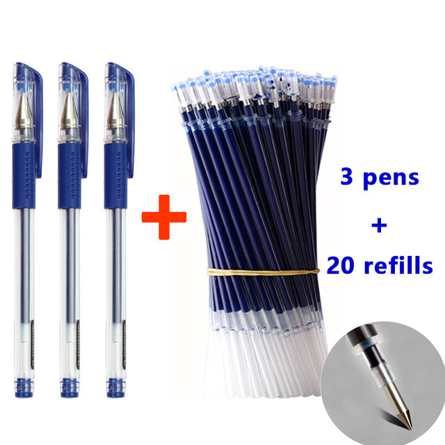 25 Pcs Set di ricarica penna a sfera nero blu rosso inchiostro Gel penna punta 0.5mm