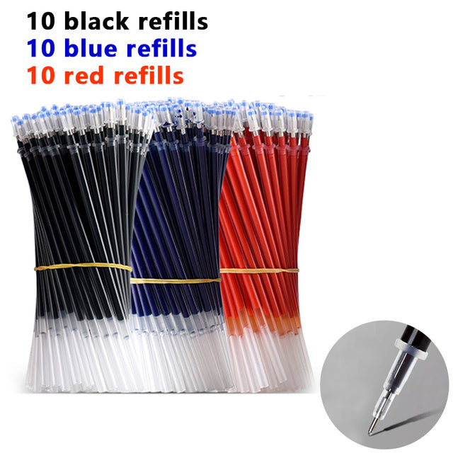 25 Pcs Set di ricarica penna a sfera nero blu rosso inchiostro Gel penna punta 0.5mm