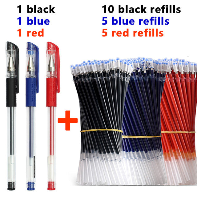 25 Pcs Set di ricarica penna a sfera nero blu rosso inchiostro Gel penna punta 0.5mm