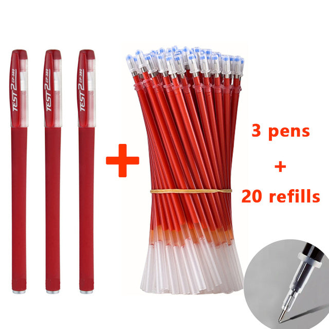 25 Pcs Set di ricarica penna a sfera nero blu rosso inchiostro Gel penna punta 0.5mm