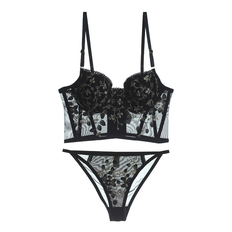 Set di Biancheria Intima da Donna Reggiseni Push Up Lingerie Francese