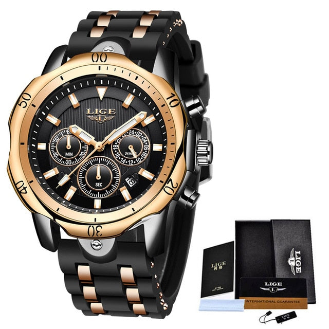 New Fashion Watch Uomo LIGE Top Brand Orologi Sportivi