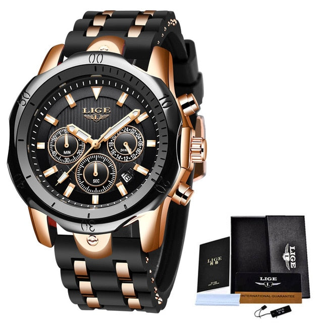 New Fashion Watch Uomo LIGE Top Brand Orologi Sportivi