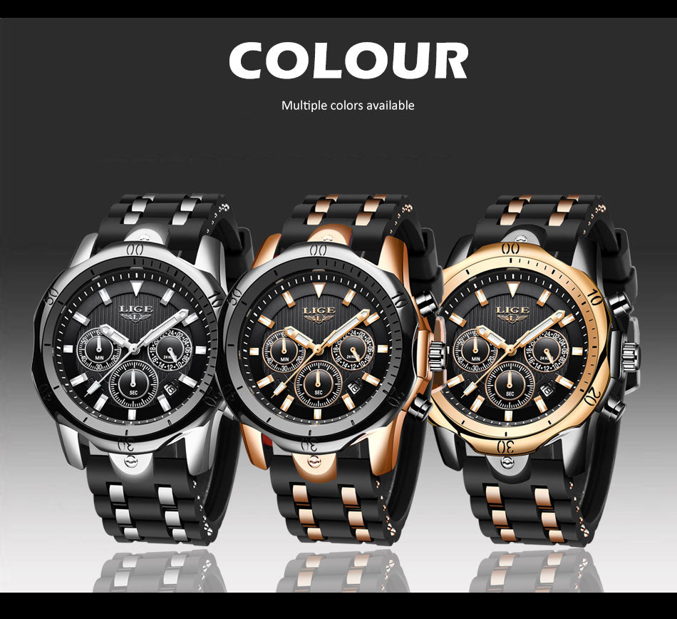 New Fashion Watch Uomo LIGE Top Brand Orologi Sportivi