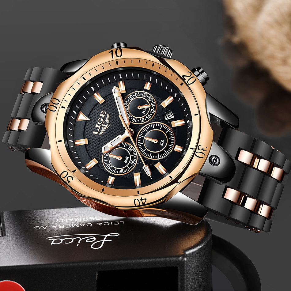 New Fashion Watch Uomo LIGE Top Brand Orologi Sportivi