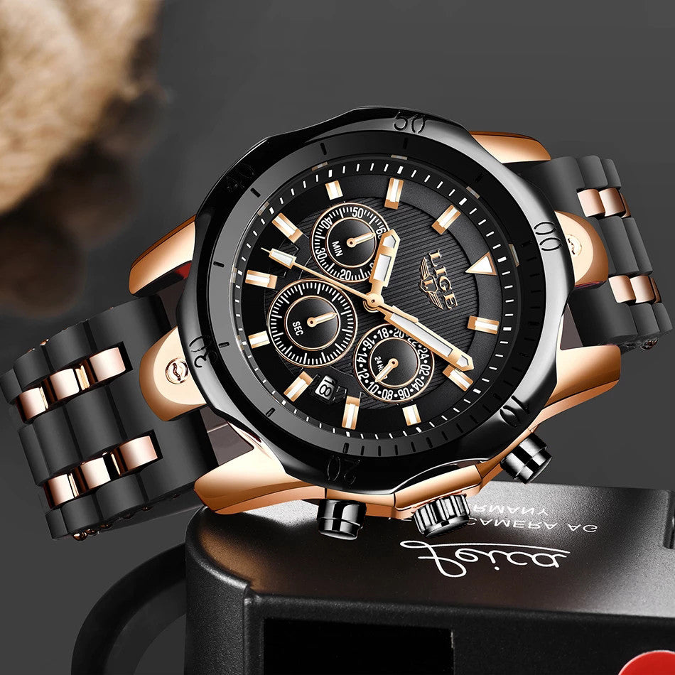 New Fashion Watch Uomo LIGE Top Brand Orologi Sportivi