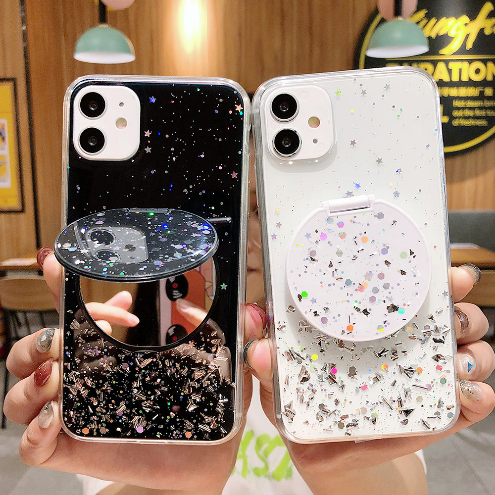 Make-up Specchio Paillettes Glitter Mascherina Per  iPhone 13 12 11 Pro Max XR X XS Max 7 8 
White