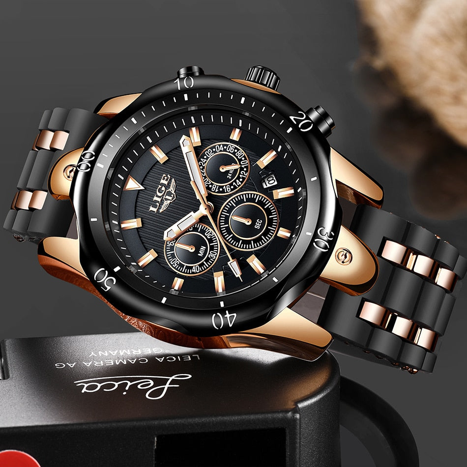 New Fashion Watch Uomo LIGE Top Brand Orologi Sportivi