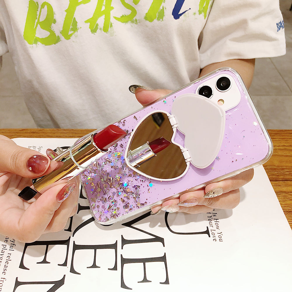 Make-up Specchio Paillettes Glitter Mascherina Per  iPhone 13 12 11 Pro Max XR X XS Max 7 8 
Purple