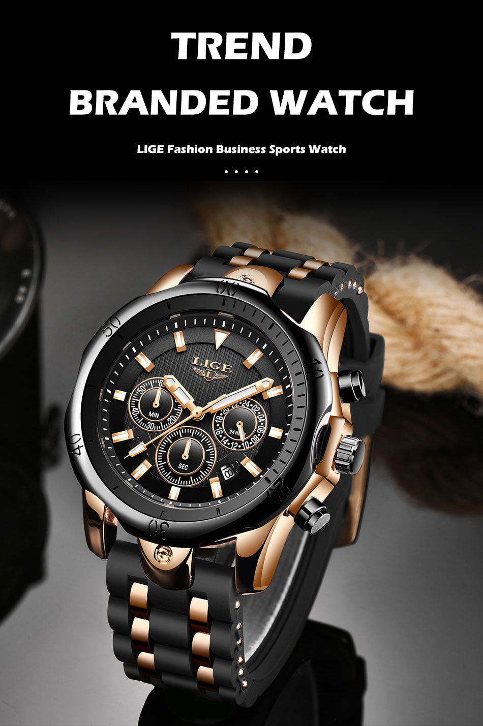 New Fashion Watch Uomo LIGE Top Brand Orologi Sportivi