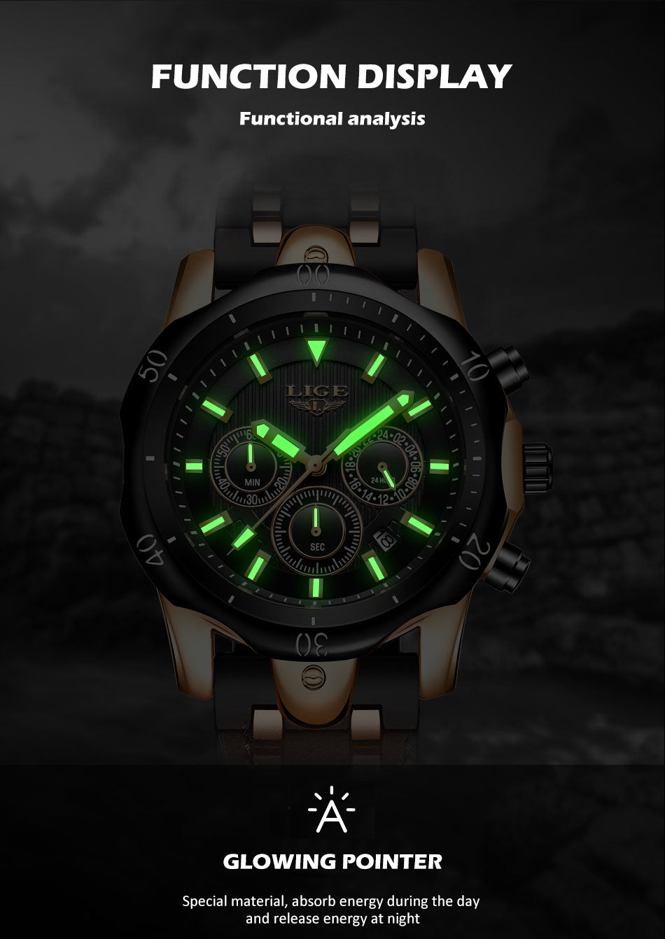 New Fashion Watch Uomo LIGE Top Brand Orologi Sportivi