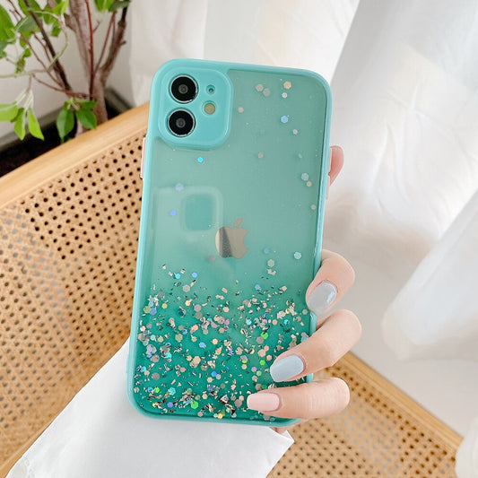 Mascherina Trasparente Paillettes Per iPhone 13 12 11 Pro Max 12 XR X XS Max 7 8
Green