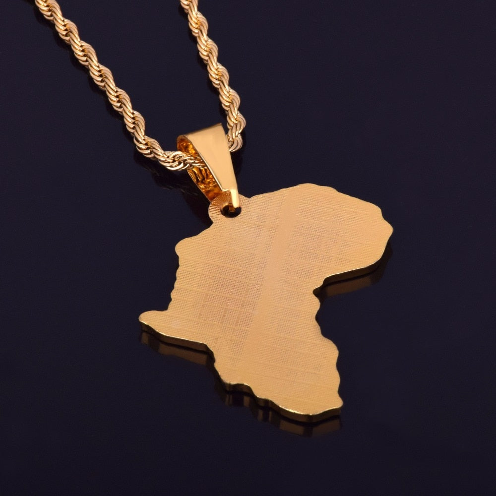 Mappa Africa Ciondolo Collana Bling Strass Cristallo Colore Oro Catena Hip Hop Per Uomini/Donne